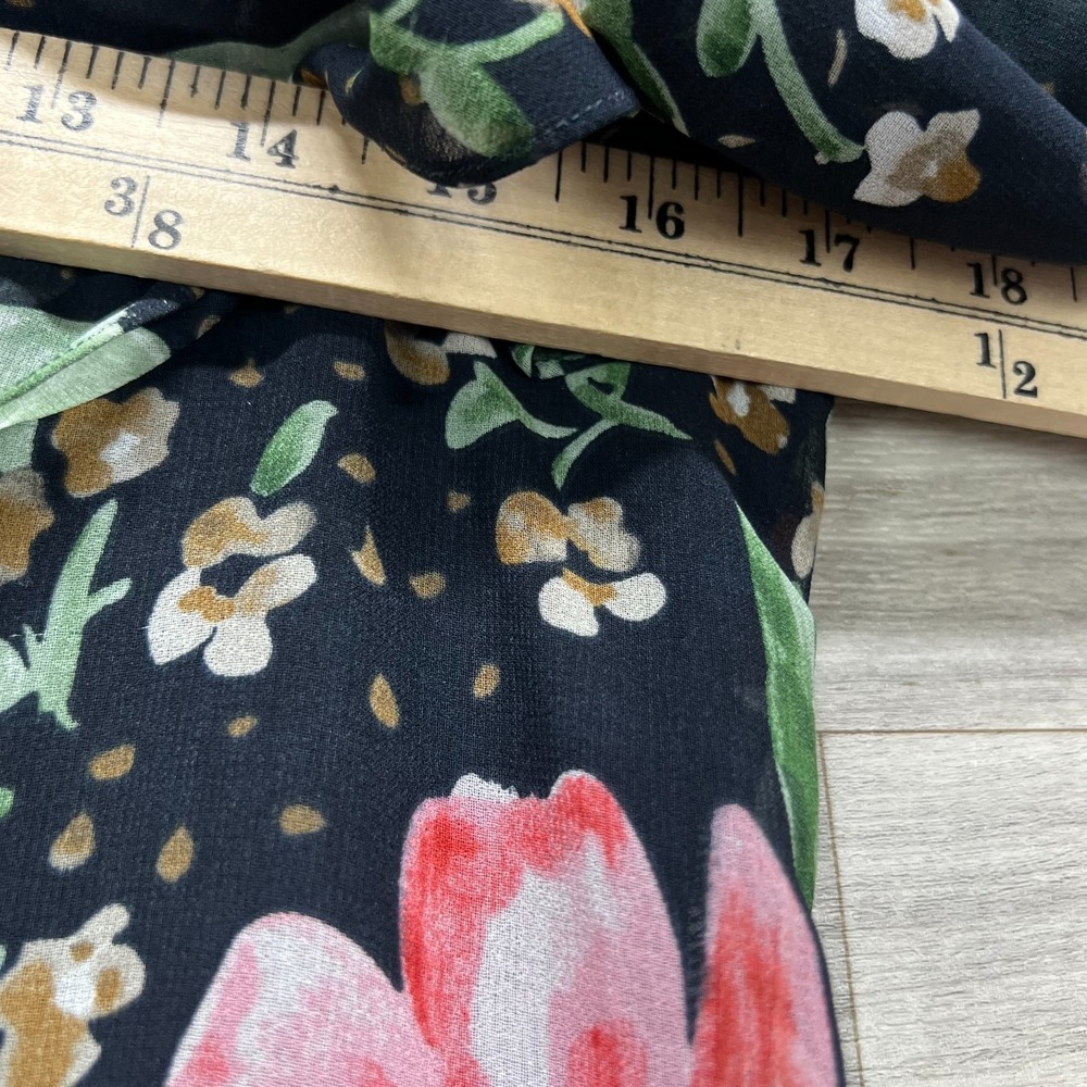 CAbi Top Tunic Women's S Navy Blue Floral Lined Cold Shoulder Adjustable Strap - Picture 11 of 12